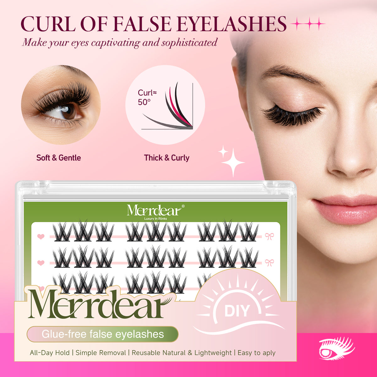 Pestanas postiças Merrdear Mega Curl Volume DIY