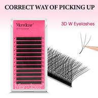 Leques de pestanas pré-fabricados em formato W 3D | Pestanas individuais macias