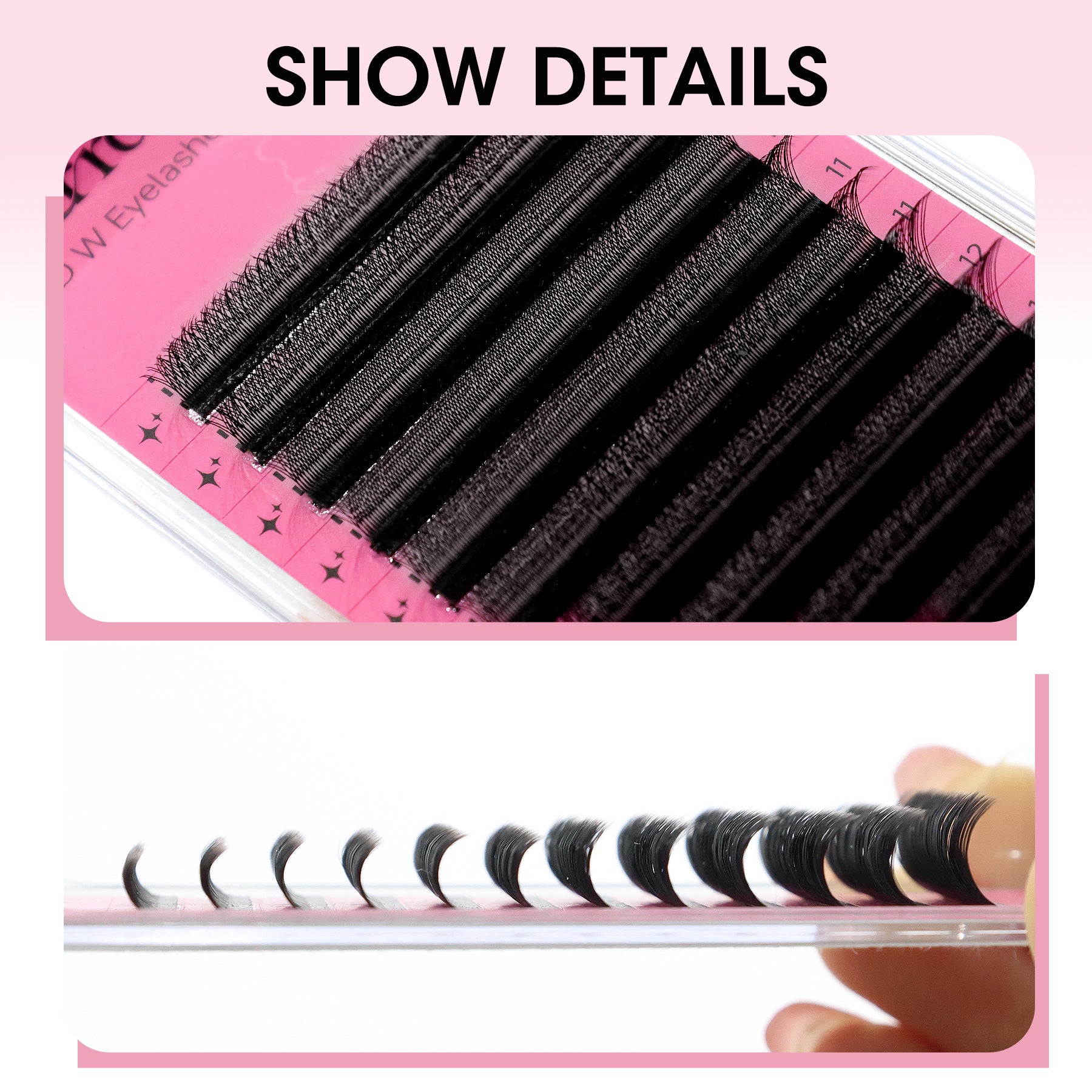 Leques de pestanas pré-fabricados em formato W 3D | Pestanas individuais macias