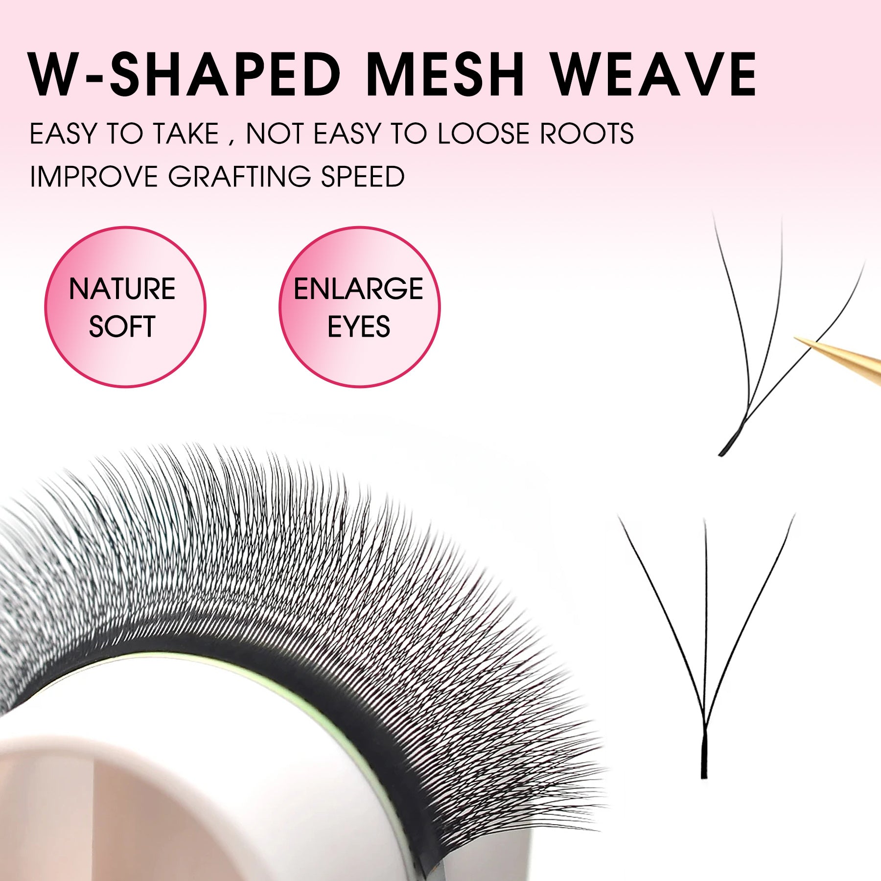 Leques de pestanas pré-fabricados em formato W 3D | Pestanas individuais macias