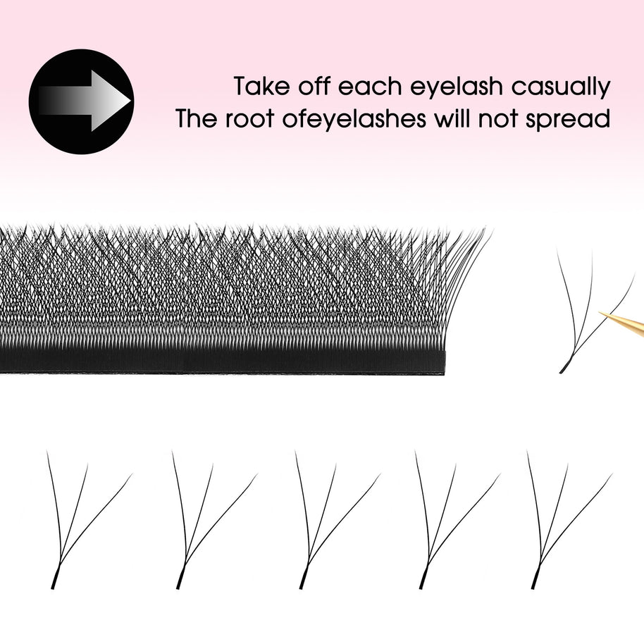 Leques de pestanas pré-fabricados em formato W 3D | Pestanas individuais macias