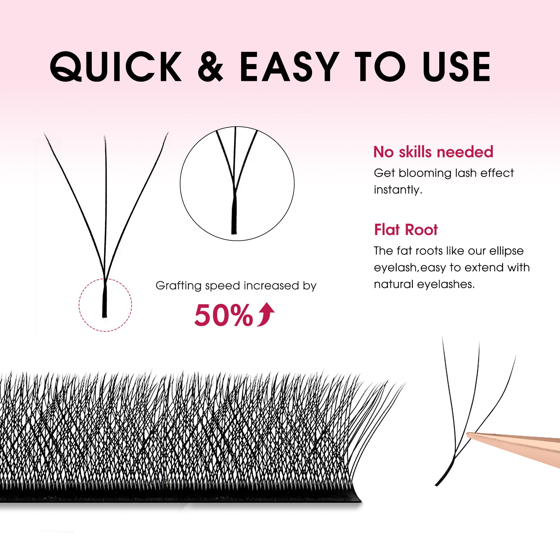 Leques de pestanas pré-fabricados em formato W 3D | Pestanas individuais macias