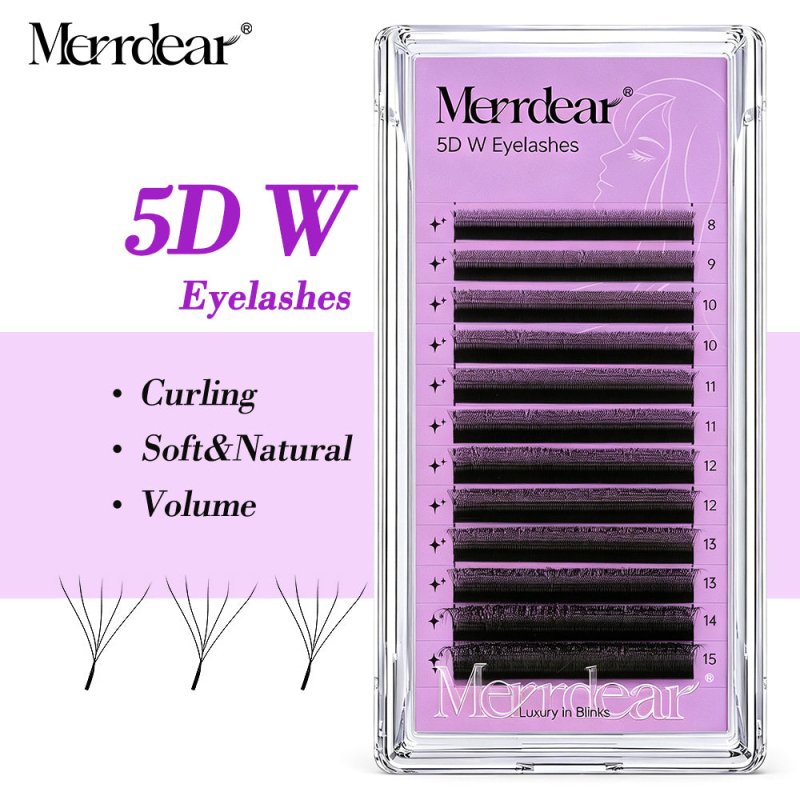 Merrdear 3D/4D/5D/6D W Shape Eyelash Extensions 0.07mm C/D Curl 8-15mm Mixed