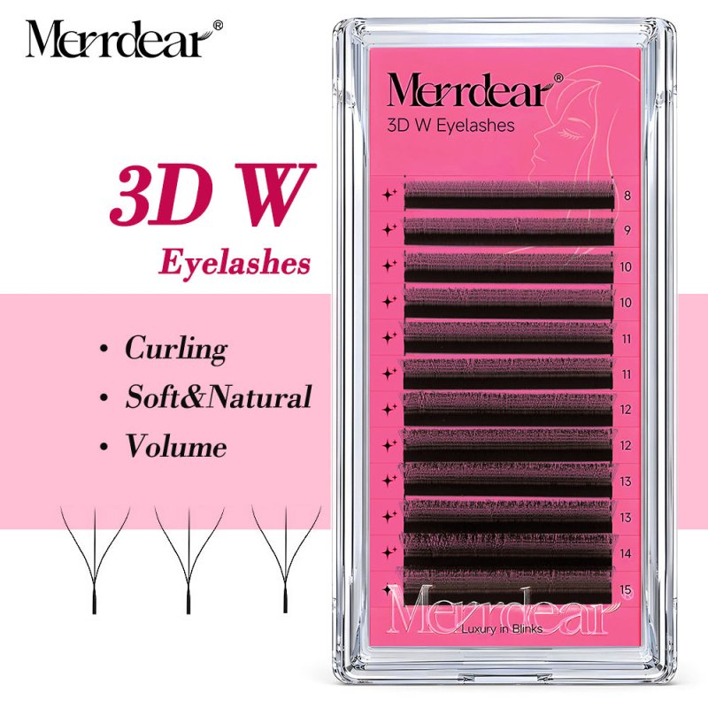 Merrdear 3D/4D/5D/6D W Shape Eyelash Extensions 0.07mm C/D Curl 8-15mm Mixed