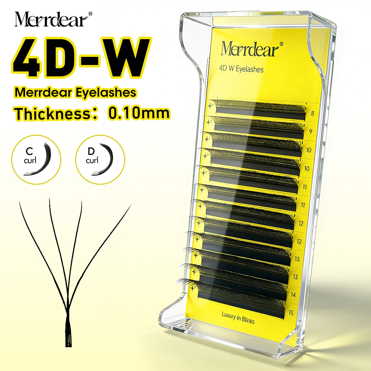 Merrdear 0.10mm 4D W Shape Eyelash Extensions C/D Curl
