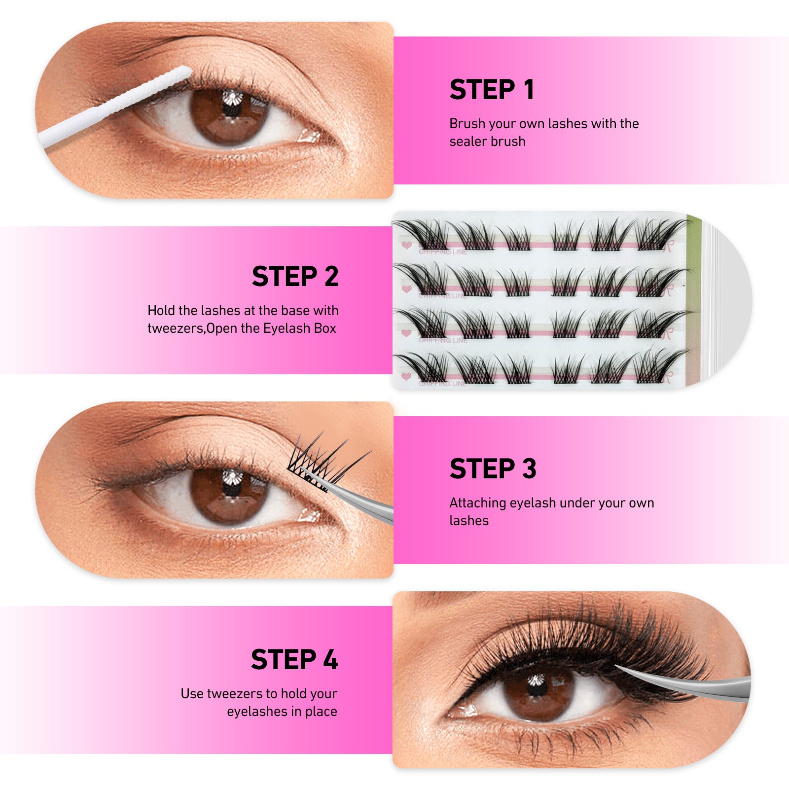 Pestanas postiças autoadesivas Merrdear para um olhar felino sexy.