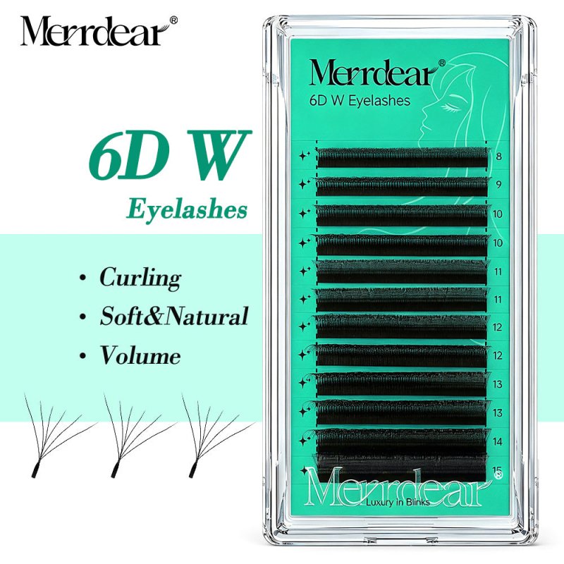 Merrdear 3D/4D/5D/6D W Shape Eyelash Extensions 0.07mm C/D Curl 8-15mm Mixed