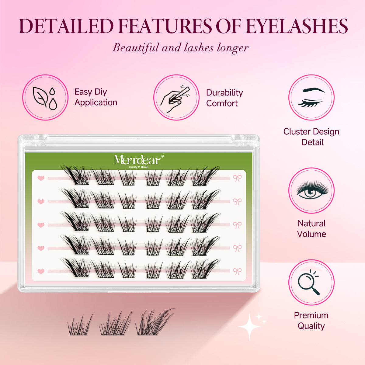 Pestanas postiças autoadesivas Merrdear para um olhar felino sexy.