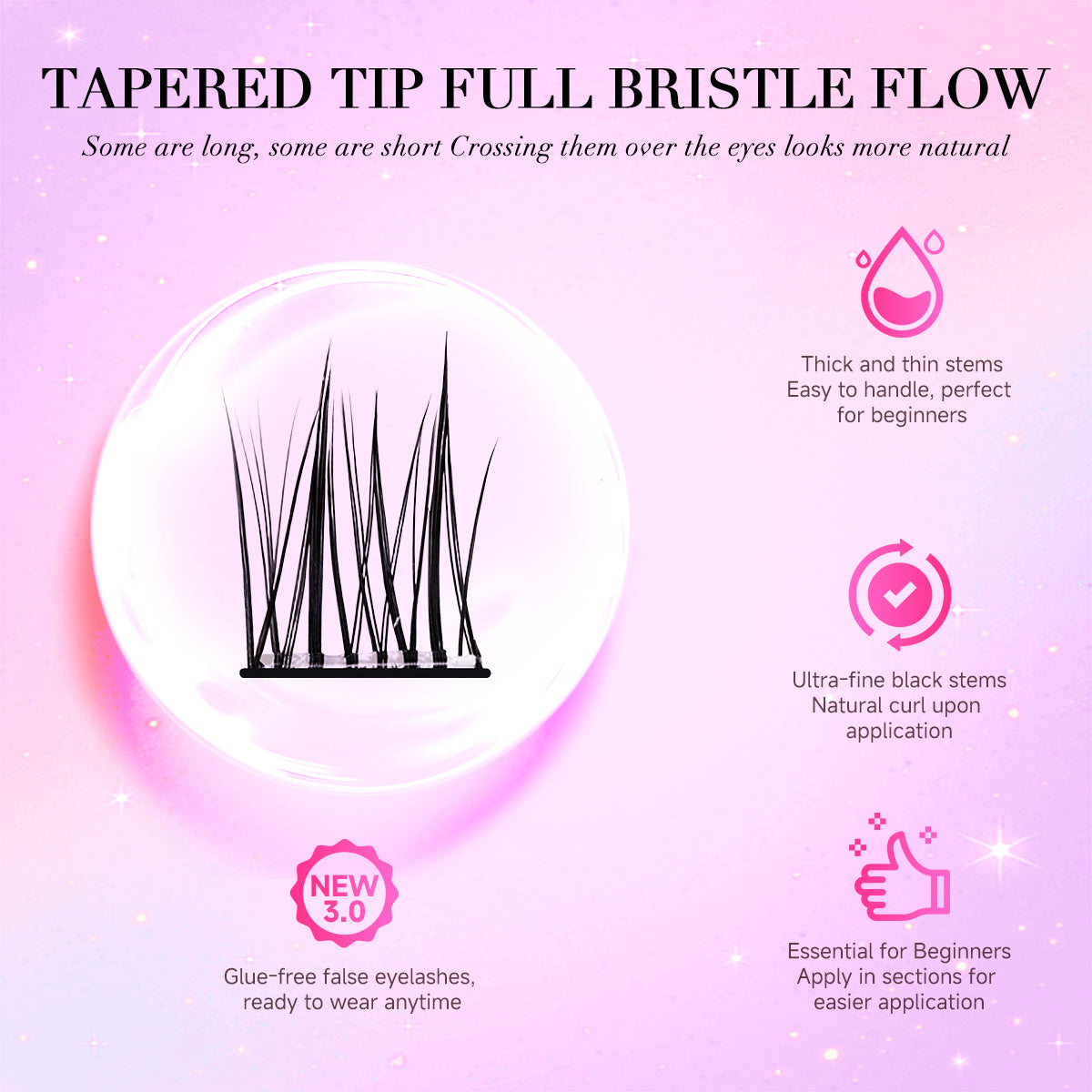 Pestanas postiças autoadesivas Merrdear Double-Tip Sunflower