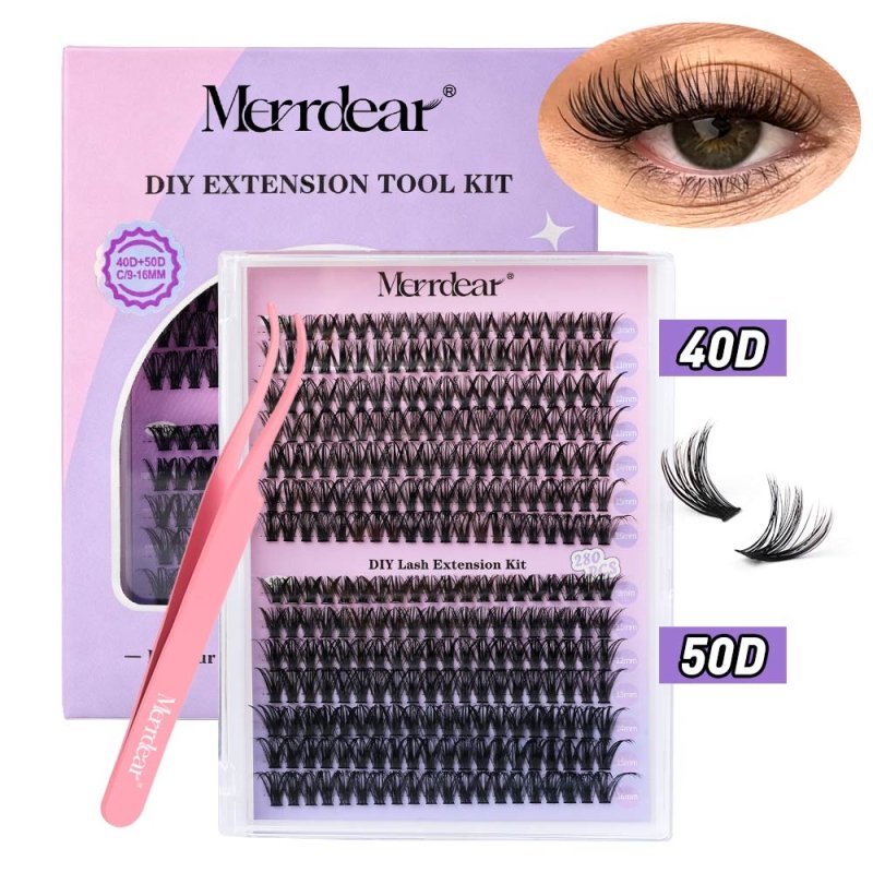 40+50D Individual Lash Cluster DIY Lash Extension Kit 9-16mix 280pcs