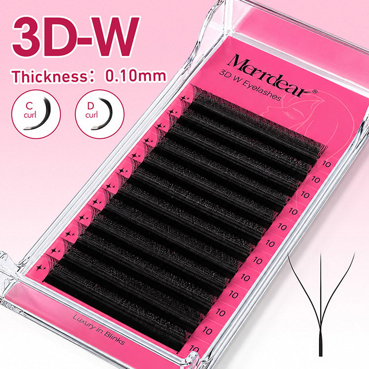 Merrdear 0.10mm 3D W Shape Eyelash Extensions C/D Curl