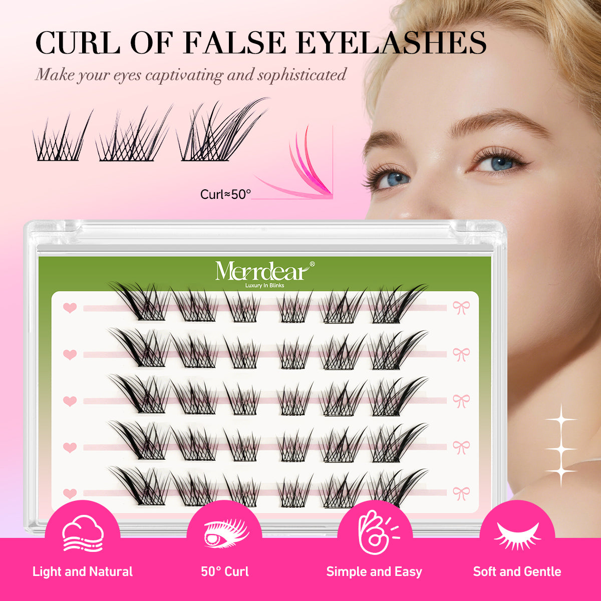 Pestanas postiças autoadesivas Merrdear para um olhar felino sexy.