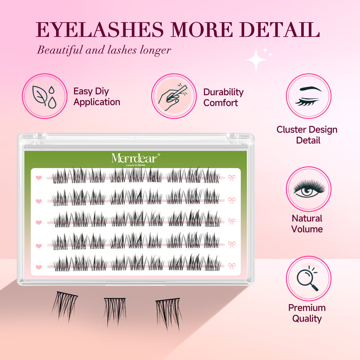 Pestanas postiças autoadesivas Merrdear Double-Tip Sunflower