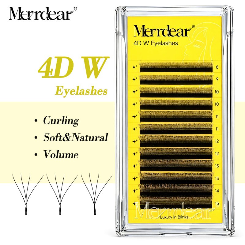 Merrdear 3D/4D/5D/6D W Shape Eyelash Extensions 0.07mm C/D Curl 8-15mm Mixed