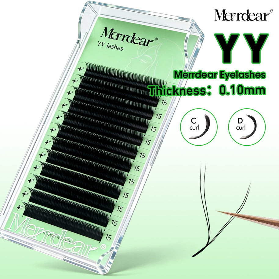 Merrdear 0.10mm YY Shape Eyelash Extensions C/D Curl