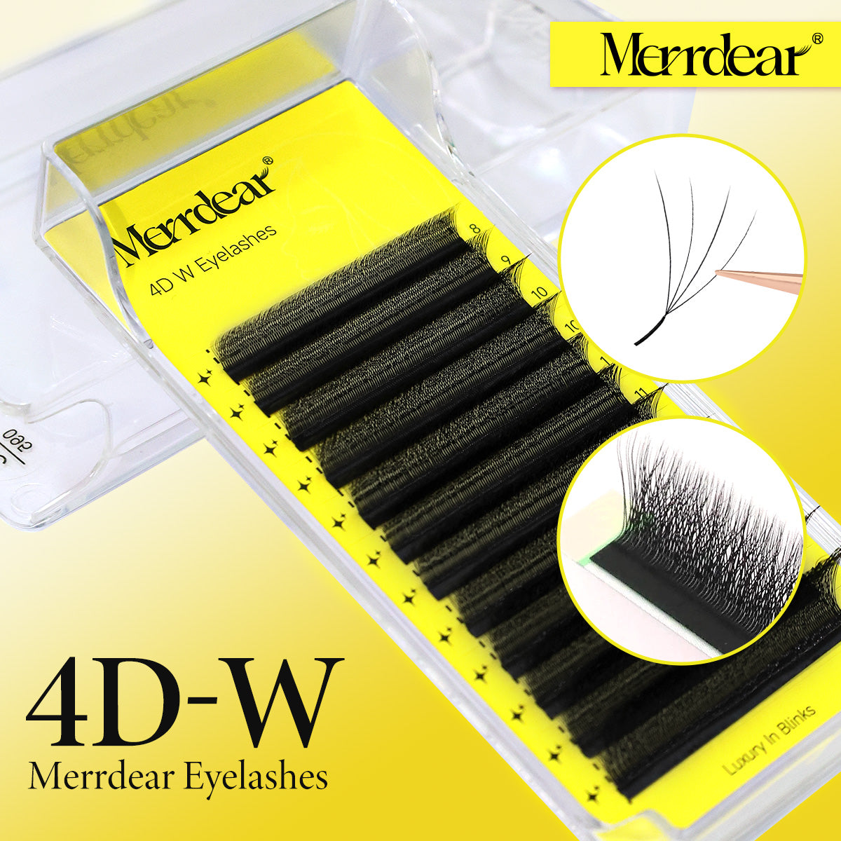 Leques de pestanas pré-fabricados em formato W 4D com volume | Pestanas macias pretos foscos