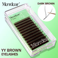 YY 0.07mm Black/Brown Lashes Shape Eyelash Extensions Curl C/D