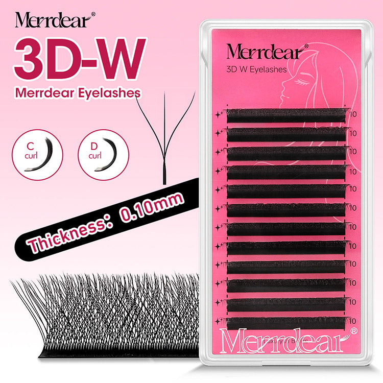 Merrdear 0.10mm 3D W Shape Eyelash Extensions C/D Curl