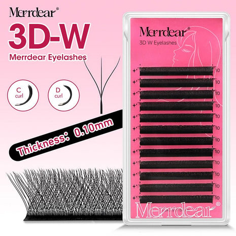 Merrdear 0.10mm 3D W Shape Eyelash Extensions C/D Curl