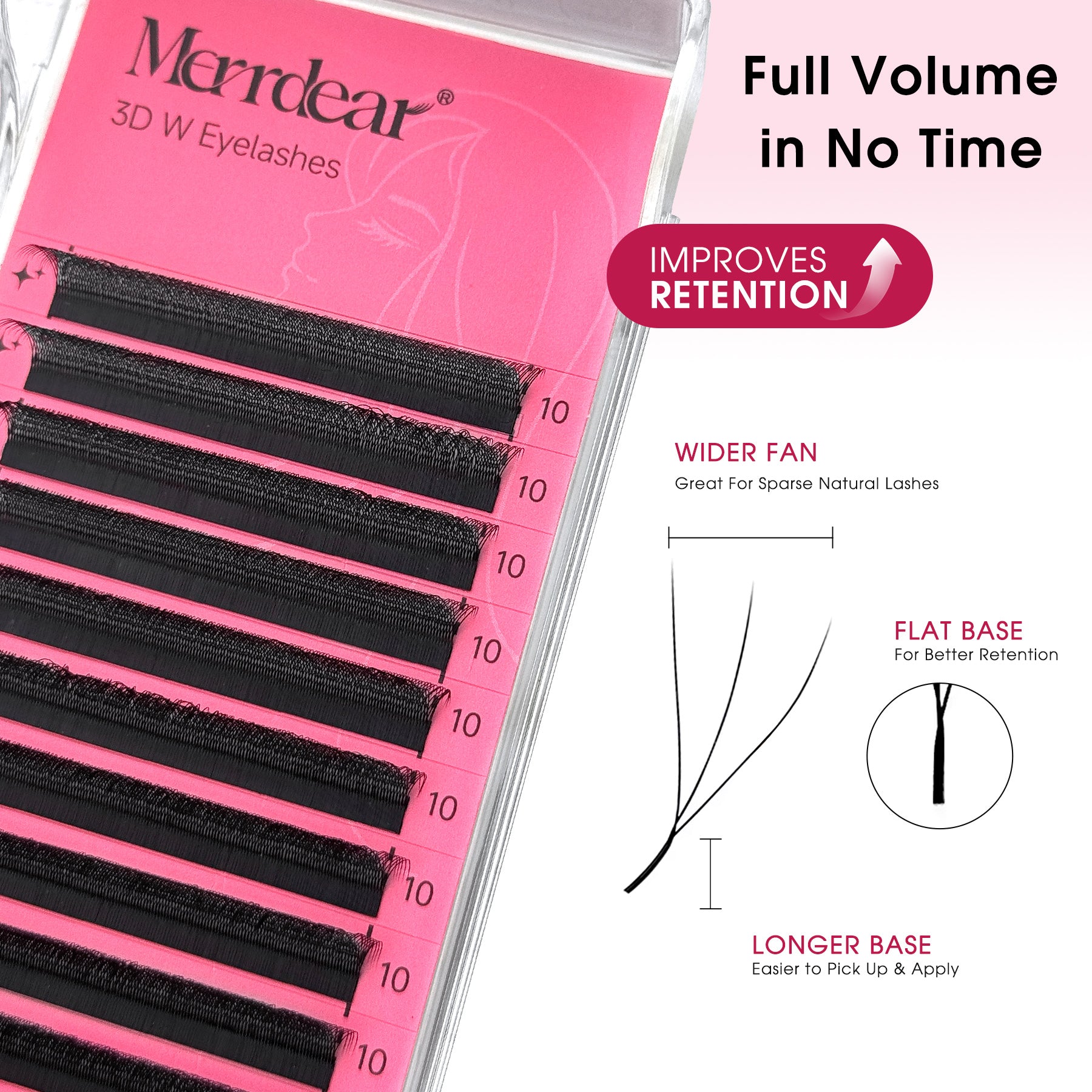 Leques de pestanas pré-fabricados em formato W 3D | Pestanas individuais macias