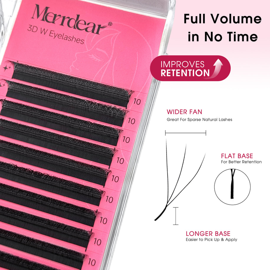 Leques de pestanas pré-fabricados em formato W 3D | Pestanas individuais macias