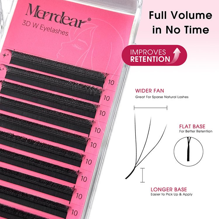 Merrdear 3D W Lash Extensions 0.07/0.10mm C/D curl Premade Volume Fans