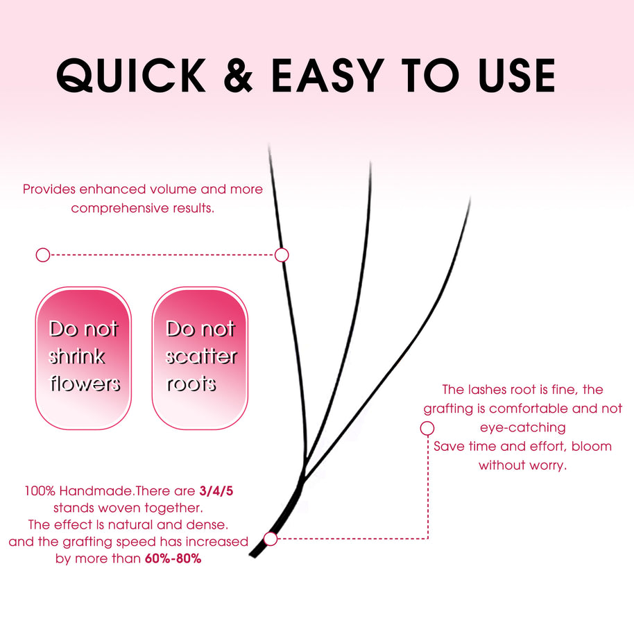 Leques de pestanas pré-fabricados em formato W 3D | Pestanas individuais macias