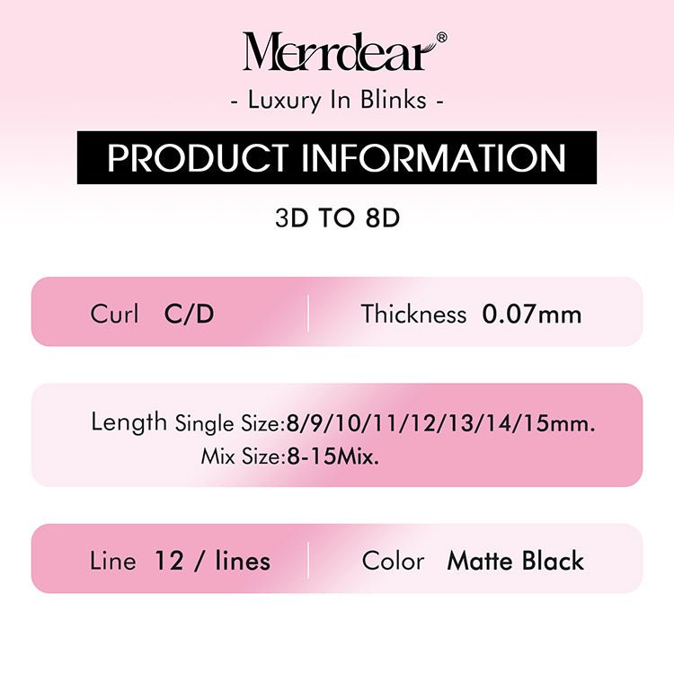 Merrdear 3D W Lash Extensions 0.07/0.10mm C/D curl Premade Volume Fans