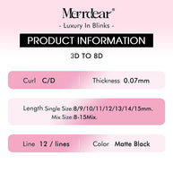Merrdear 3D W Lash Extensions 0.07/0.10mm C/D curl Premade Volume Fans