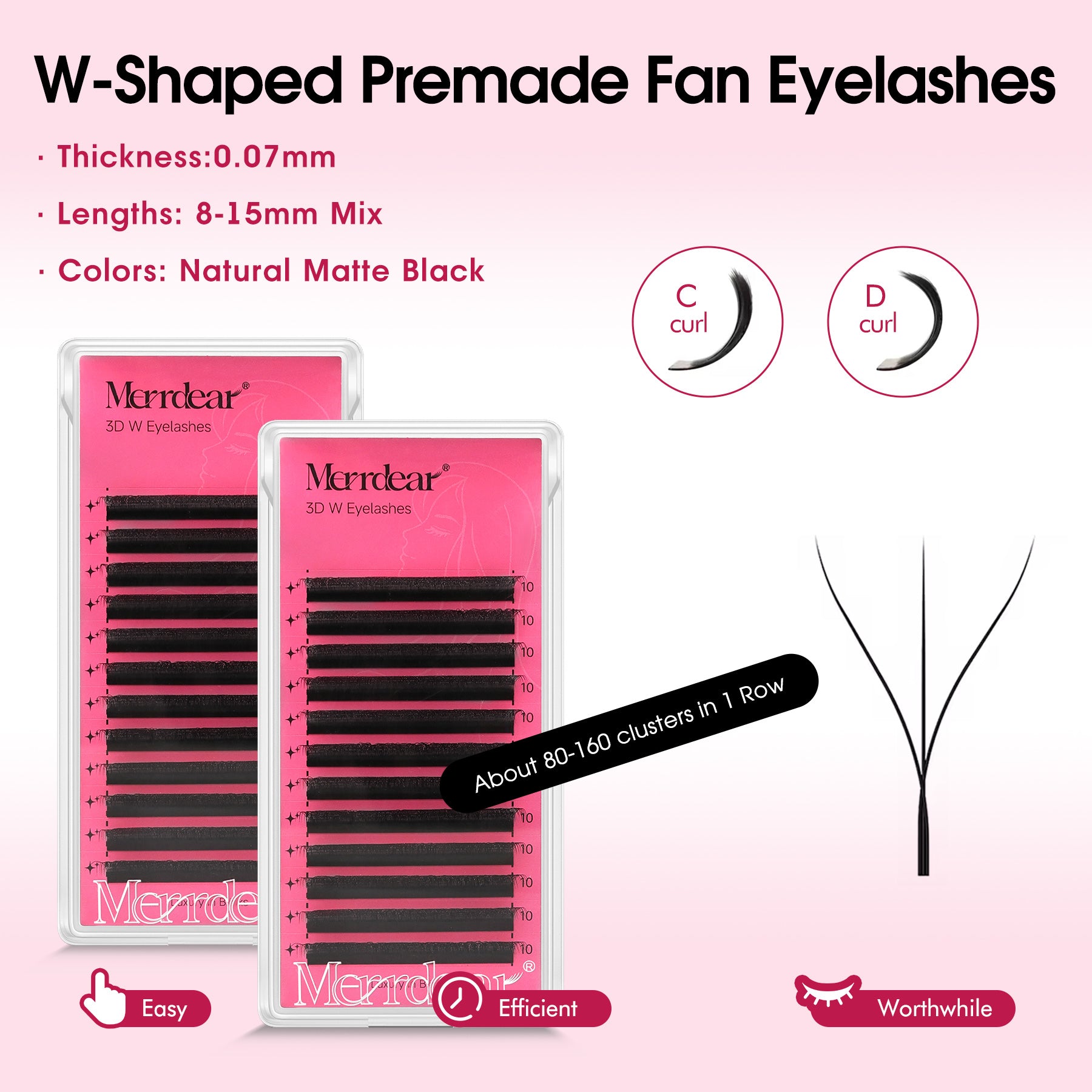 Leques de pestanas pré-fabricados em formato W 3D | Pestanas individuais macias