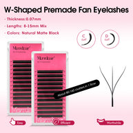 Leques de pestanas pré-fabricados em formato W 3D | Pestanas individuais macias