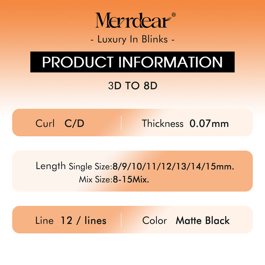 2D UU Shape Premade Volume Fans Matte Black Double Tips