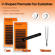2D UU Shape Premade Volume Fans Matte Black Double Tips