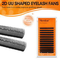 2D UU Shape Premade Volume Fans Matte Black Double Tips