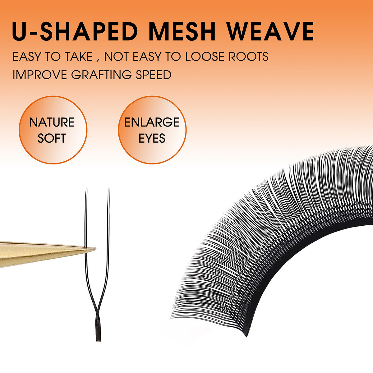 2D UU Shape Premade Volume Fans Matte Black Double Tips