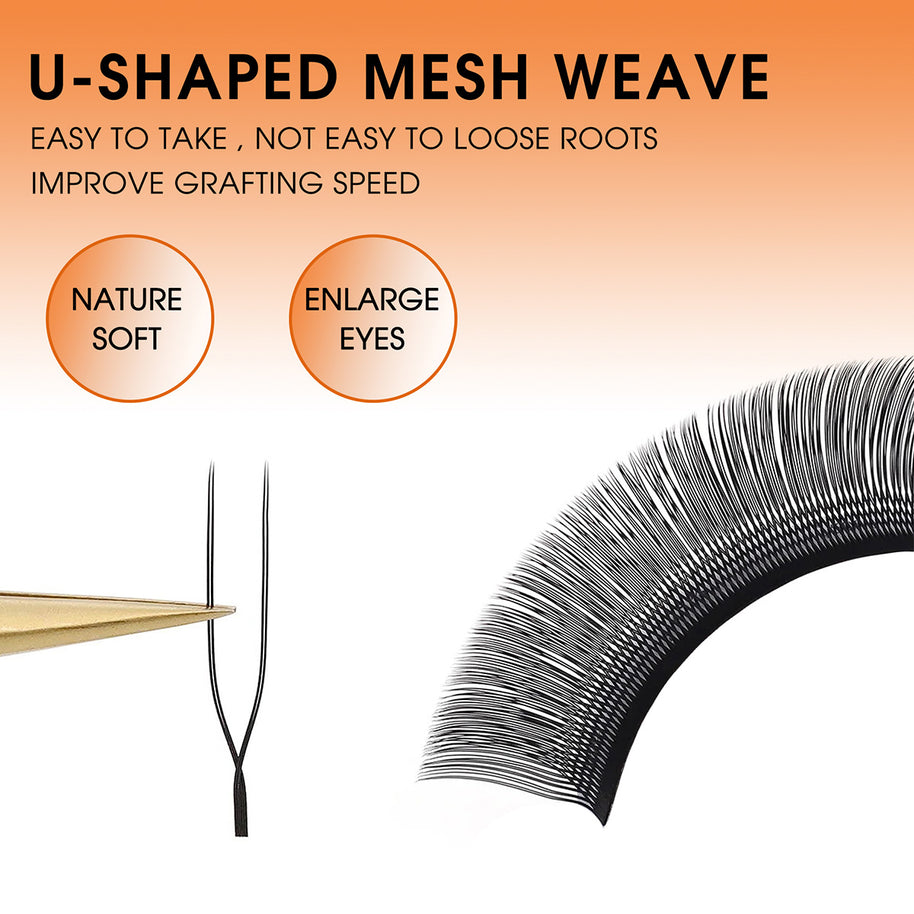 2D UU Shape Premade Volume Fans Matte Black Double Tips