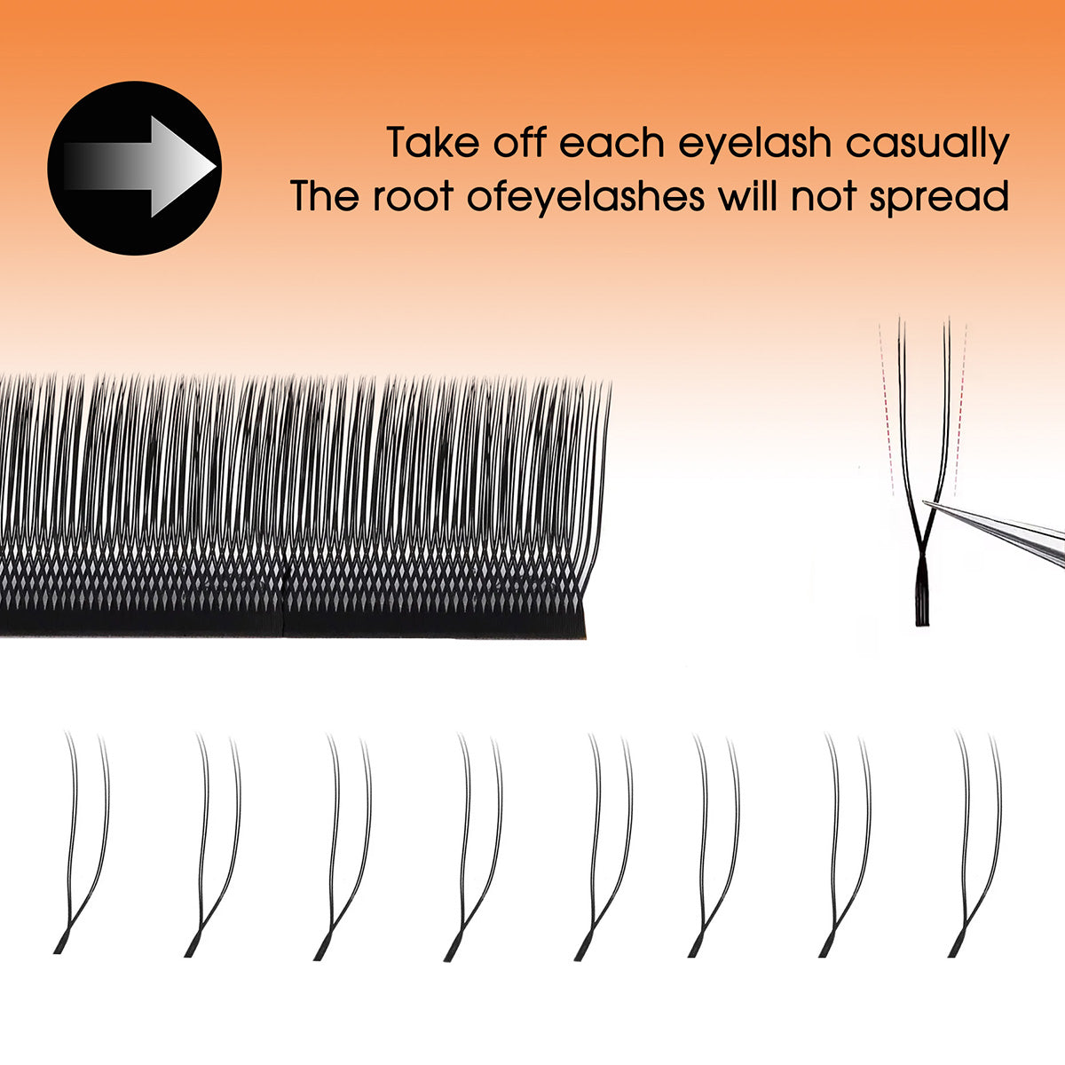 2D UU Shape Premade Volume Fans Matte Black Double Tips