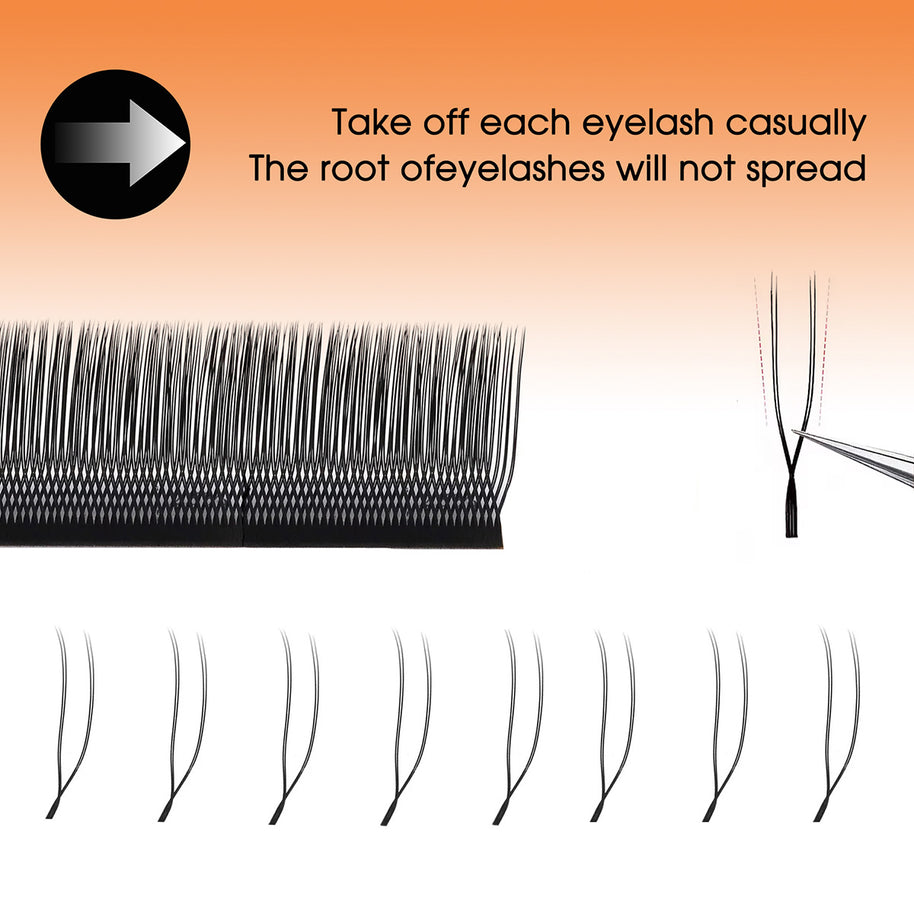 2D UU Shape Premade Volume Fans Matte Black Double Tips