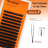 2D UU Shape Premade Volume Fans Matte Black Double Tips