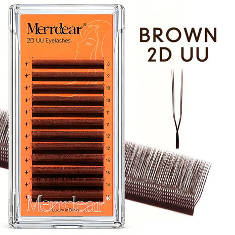U-shaped YY Brown Eyelashes 12Rows-0.07mm-C/D Merrdear