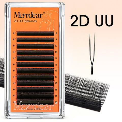 Merrdear Matte black U-shaped YY Eyelashes 12Rows-0.07mm-C/D