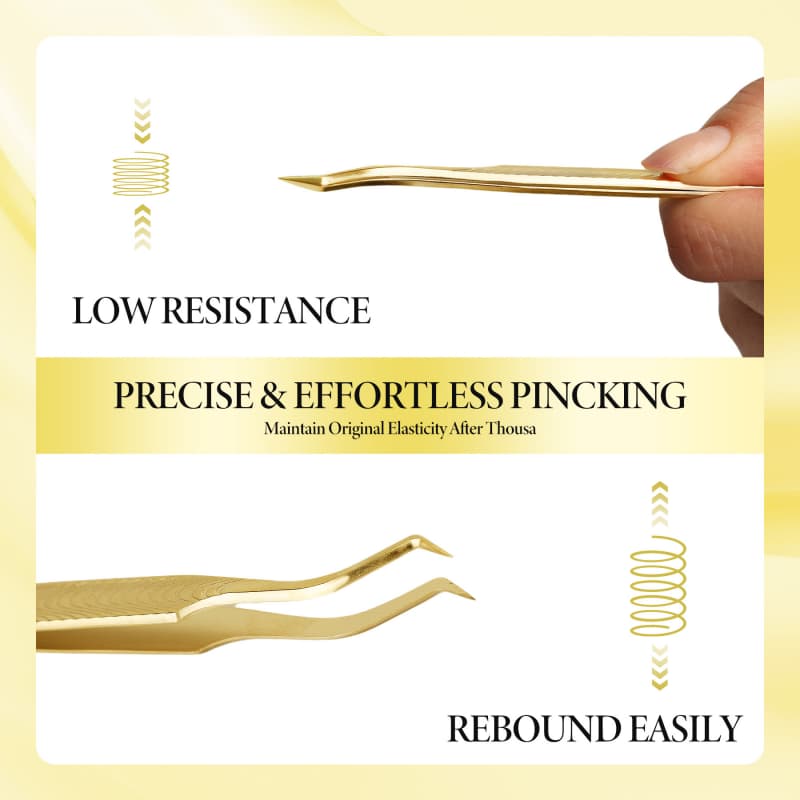 Merrdear Professional Lashing Tweezers for Mega Volume Mink Eyelashes Extensions Applying,S-Curved