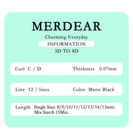 Pestanas postiças Merrdear 5D em formato UU, com um volume mega e acabamento em vison sintético, em comprimentos variados.