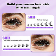 50+60D Individual Lash Cluster DIY Lash Extension Kit 9-16mix 280pcs