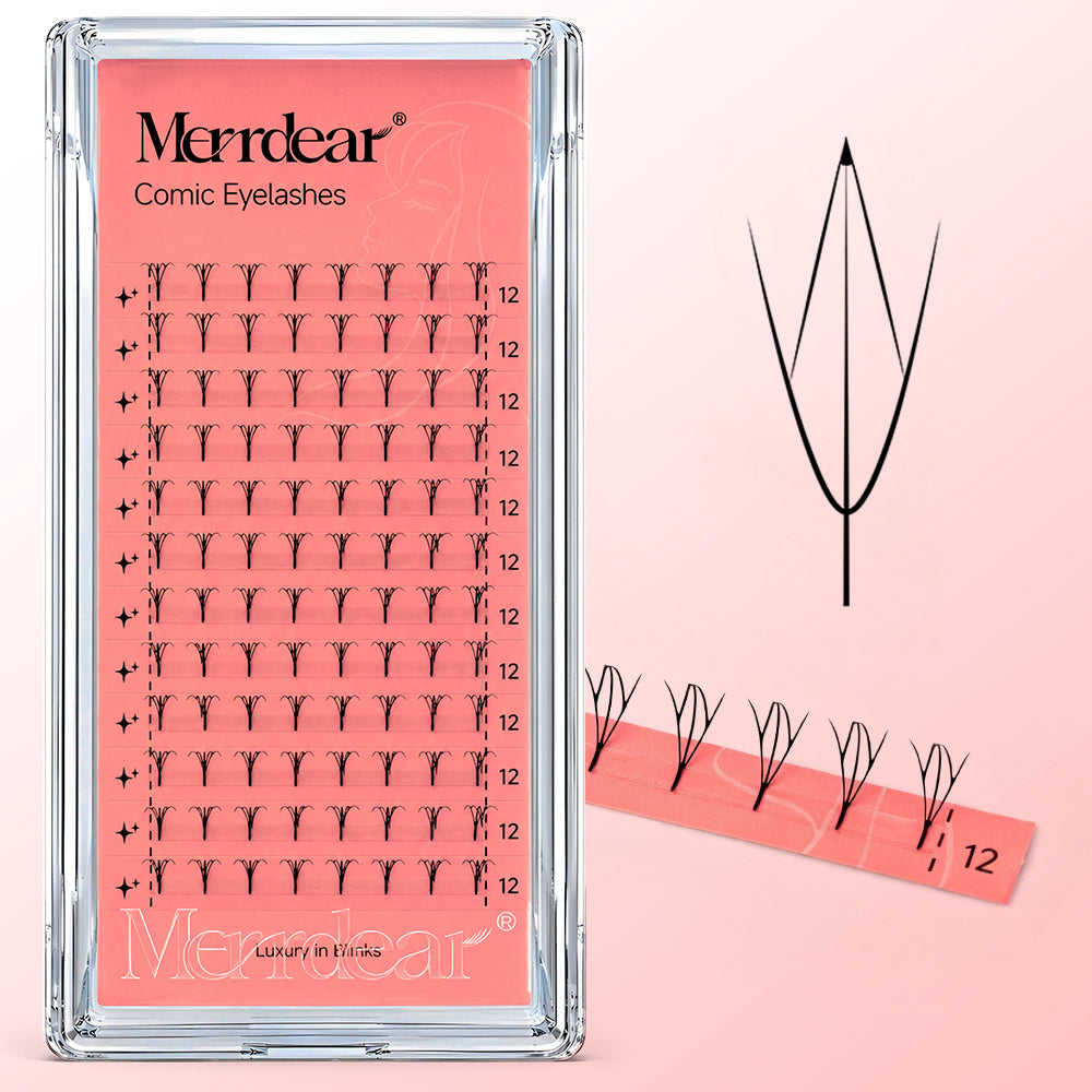 Merrdear Comic D Eyelash-12Rows/Tray-5 Models