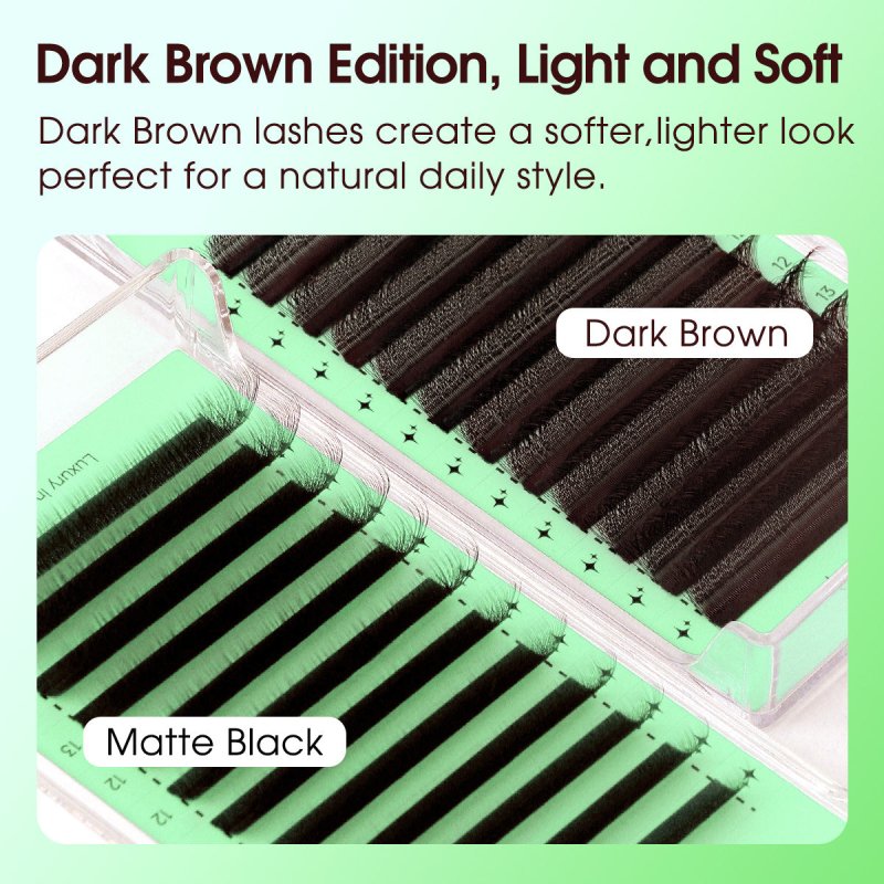 YY 0.07mm Black/Brown Lashes Shape Eyelash Extensions Curl C/D