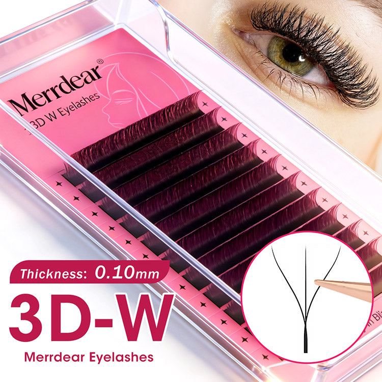 Merrdear 0.10mm 3D W Shape Eyelash Extensions C/D Curl