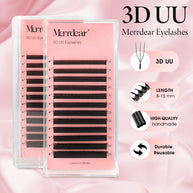 Pestanas postiças Merrdear 3D em formato UU, com um volume mega e textura de vison sintético, em comprimentos variados.
