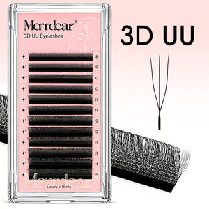 Pestañas postizas de visón sintético con forma UU 3D de Merrdear, de gran volumen y longitud mixta
