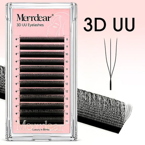 Merrdear 3D U Shape Lash Extensions 12rows 0.07 C/D curl